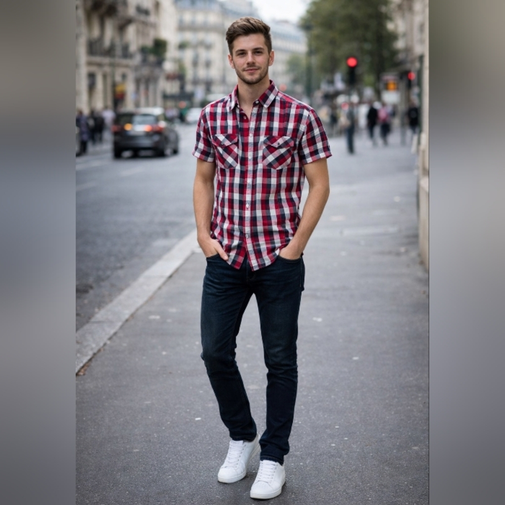 ESPRIT XS Men's Plaid Buttoned Shirt